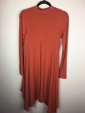 asos dress Sz 6 Orange Long Sleeve Asymetrical  Hem High Neck Modest Stretch