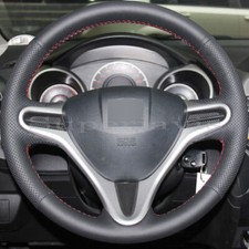 Custom Black Pu Leather Steering Wheel Stitch On Cover For Honda Fit City 09-13
