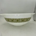 VINTAGE PYREX VERDE SQUARE FLOWERS #444 MIXING NESTING CINDERELLA BOWL 4 QT.