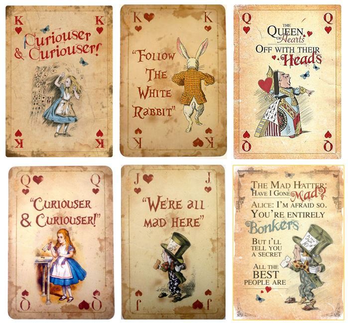 Edible Vintage Playing Cards Alice in Wonderland Icing Decor Plus