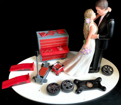Wedding Cake Topper  Auto Mechanic Grease Monkey Garage Shop Tools Tire repair