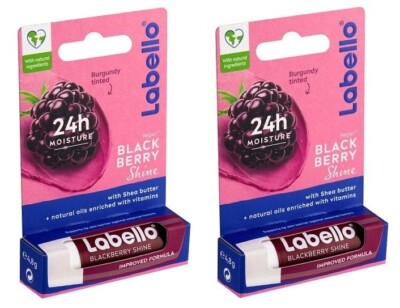 2x Labello Blackberry Shine Caring Lip Balm 2x5.5 ml Nivea