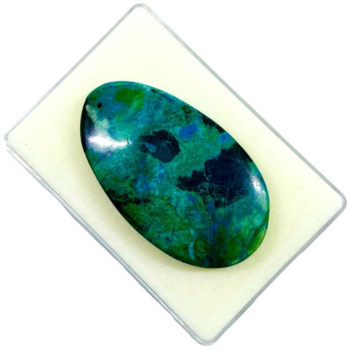 188.25 Cts Natural Malachite Chrysocolla 62x36mm Oval Drilled Cabochon Gemstone - Picture 11 of 13