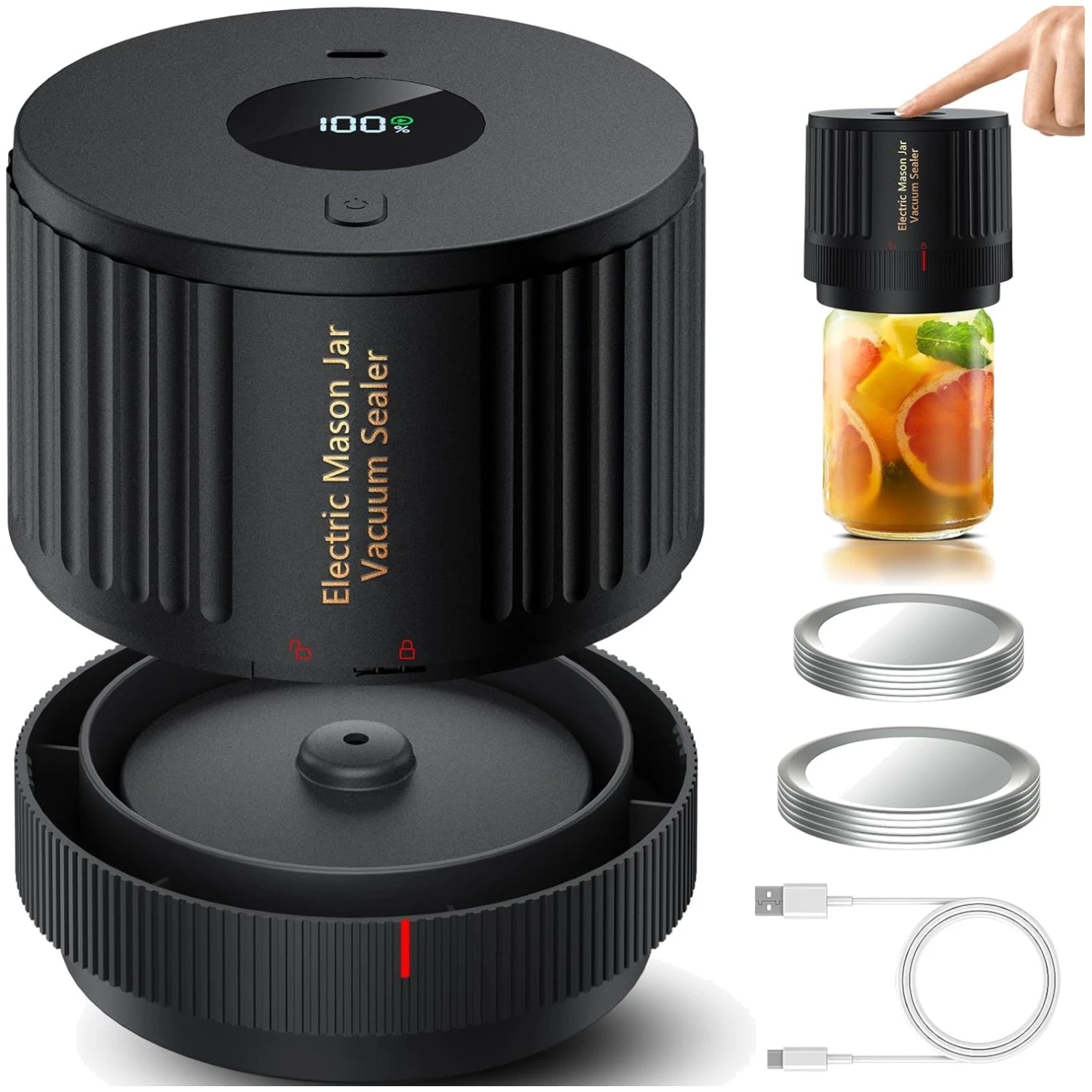 Electric Mason Jar Vacuum Sealer Kit - Wide & Regular Mouth