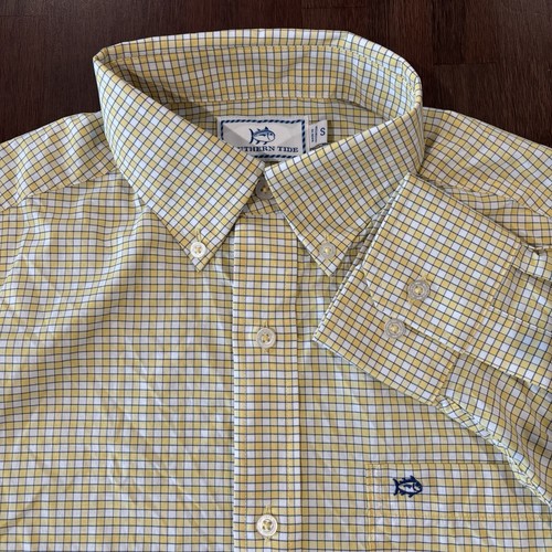 Southern Tide Intercoastal Shirt Mens Small Stretch Performance Yellow Plaid