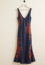 ASOS Design Floral Embroidered Maxi Dress Navy Whimsigoth Fairycore Rare Size 8