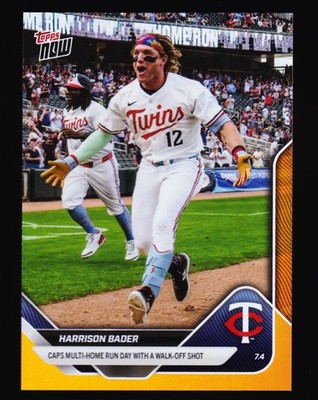 Harrison Bader Twins Walk-Off Rays 2025 Topps Now #385 Orange 19/25 Now Phillies