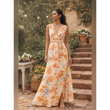 GUESS Gilda Floral Maxi Dress NWT Sunset Garden Tie Back Sleeveless Size Small