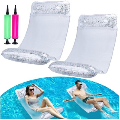 Wasserhängematte 2er Set aufblasbar mit Luftpumpe Sommer Pool Strand Loungese...