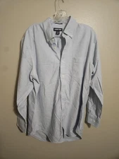 Lands End Men's Supima Hyde Park Traditional Fit Button Down Blue 16 1/2-33