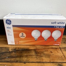 3 GE 40-Watt Frosted White Old Style G25 Globe Lights w/Standard Medium Base