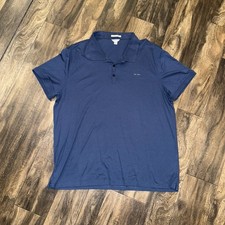 Calvin Klein Liquid Cotton Polo Short Sleeve Shirt Mens Size XXL Navy Blue