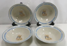 Set of 4 Tienshan Stoneware Country Theodore Teddy Bear 7” Soup Cereal Bowl