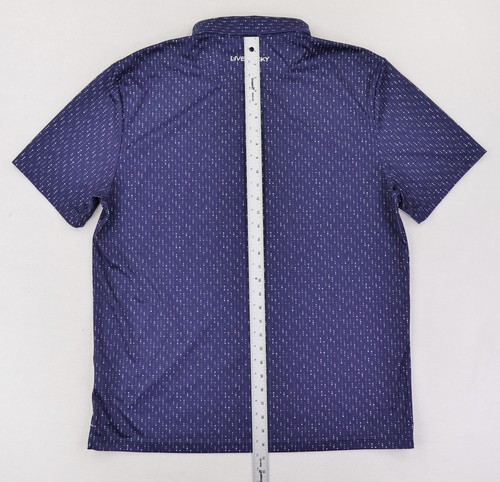 Black Clover Polo Shirt Mens 2XL Blue Dot Print Golf Performance Live Lucky BC - Picture 8 of 11