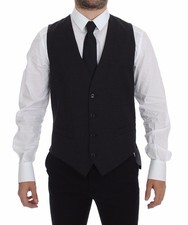 Dolce & Gabbana Gray Slim Fit Button Front Dress Formal  Vest Authentic
