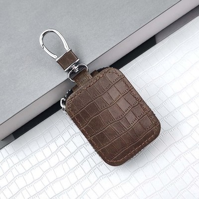 Universal Luxury Crocodile Pattern Leather Zipper Pouch Earbuds Case with Hook