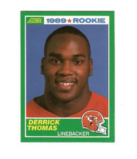 Derrick Thomas 1989 Score Kansas City Chiefs Football RC ROOKIE card #258. rookie card picture