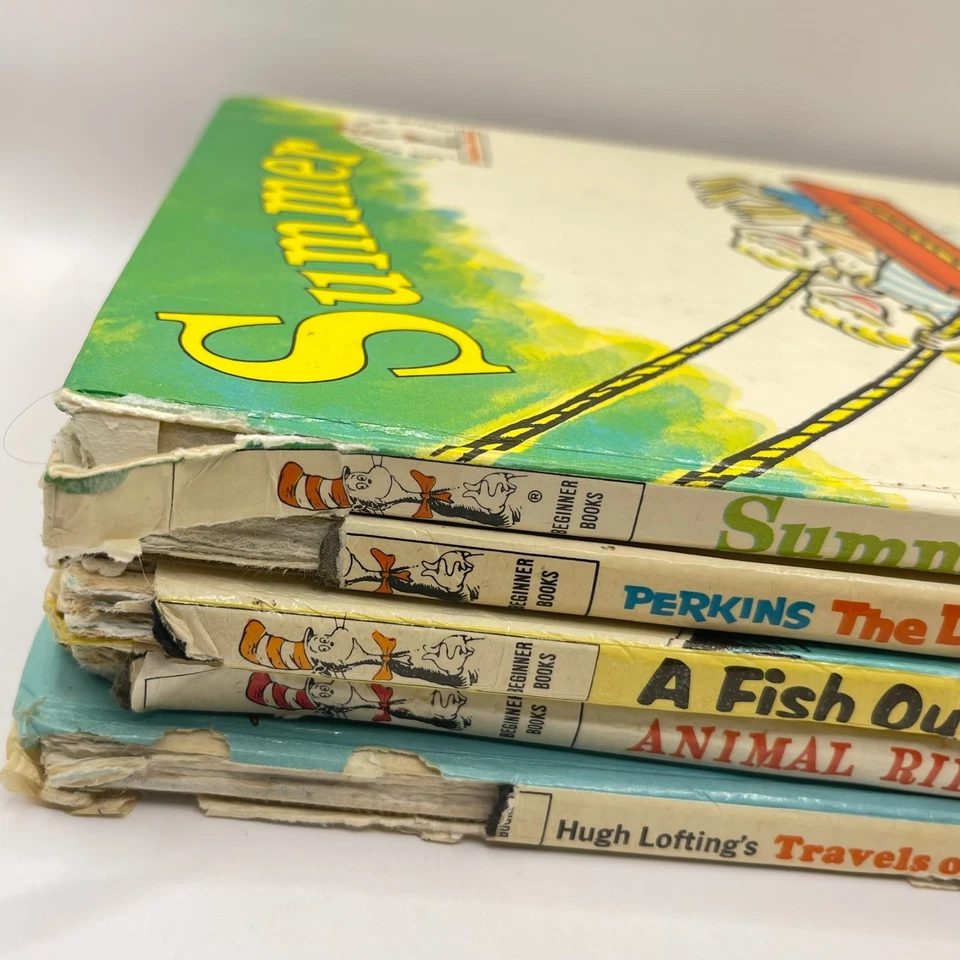 Dr Suess Beginner Vintage Books x 5.  Damaged spines, early editions 1960s - image 2 of 4