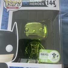 Funko Pop #144 Batman Emerald Green Chrome 2018 Exclusive 1500 PCS Con Sticker 