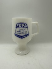 Vintage Ford Cleveland Stamping Plant 75th Anniversary Milk Glass Mug Cup Vintage Ford Cleveland Stamping Plant 75th Anniversary Milk Glass Mug Cup