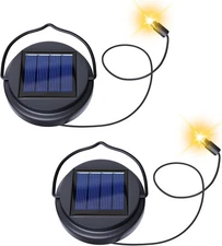 2 Pack Solar Light Replacement Tops for Hanging Lanterns, Outdoor Black 