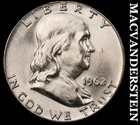 1962 Silver Franklin Half Dollar - Choice Gem Brilliant Unc  Lustrous  #K1368
