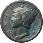1917 Mercury Toned Dime