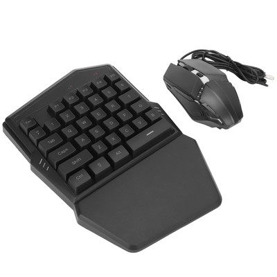 One Hand Keyboard Mouse 35 Keys RGB Backlight Gaming Half Keypad Mouse Combo Fit