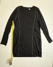 I.N.C. International Concepts Women’s Long Sleeve Studded Top Black Size Large