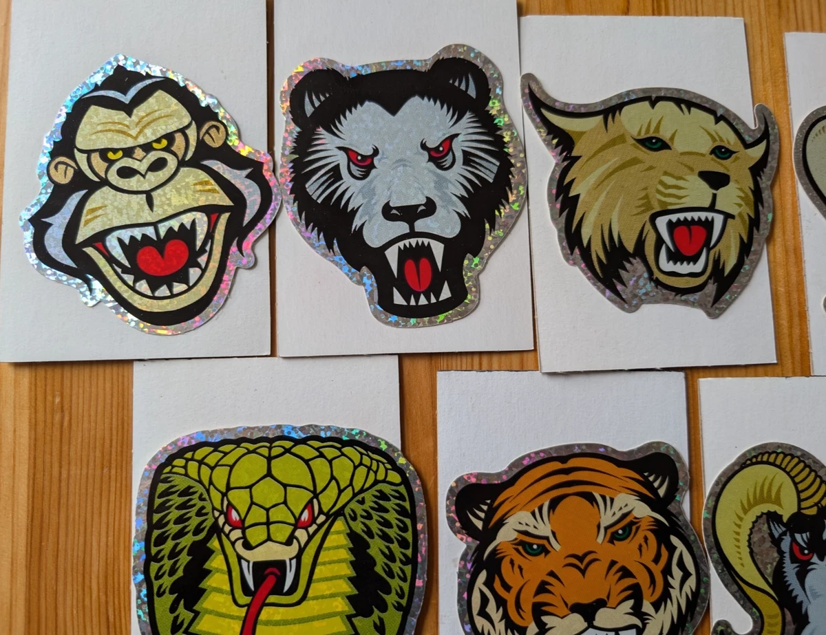 VINTAGE SCARY ANIMAL GLITTER PRISM STICKER LOT OF 10 VENDING MACHINE WOLF EAGLE