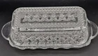 VINTAGE ANCHOR HOCKING "Wexford" Butter Dish Diamond Cut Glass Lid 8"L