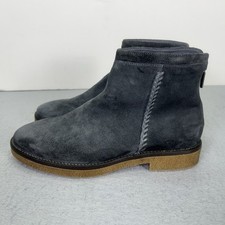 Italeau Ankle Boot US 9/EU 39.5 Gray Blue Estella Waterproof Suede Backzip NWOB