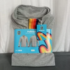 ALDI SUPERFAN Pullover Cotton Gray Zip Rainbow Sweatshirt Lg 2023 Gear Capsule