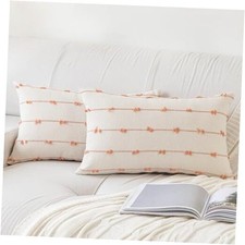 Boho Throw Pillow Covers 12x20 Set of 2 20" x 12" Pack of 2 Beige and Pink