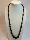 Vintage Dark Brown Graduated Bead Necklace 25 Inches Long Costume Jewelry