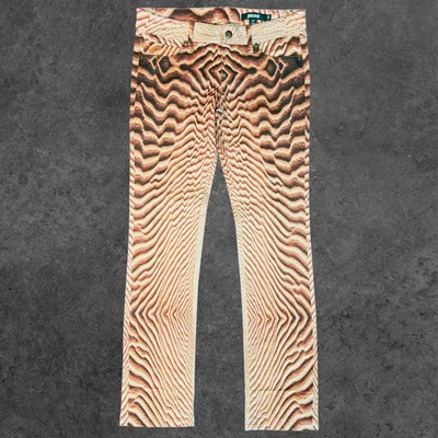Just Cavalli All-Over Optical Animal Print Jeans Pants Brown Beige Size 26 - Bild 1 von 4