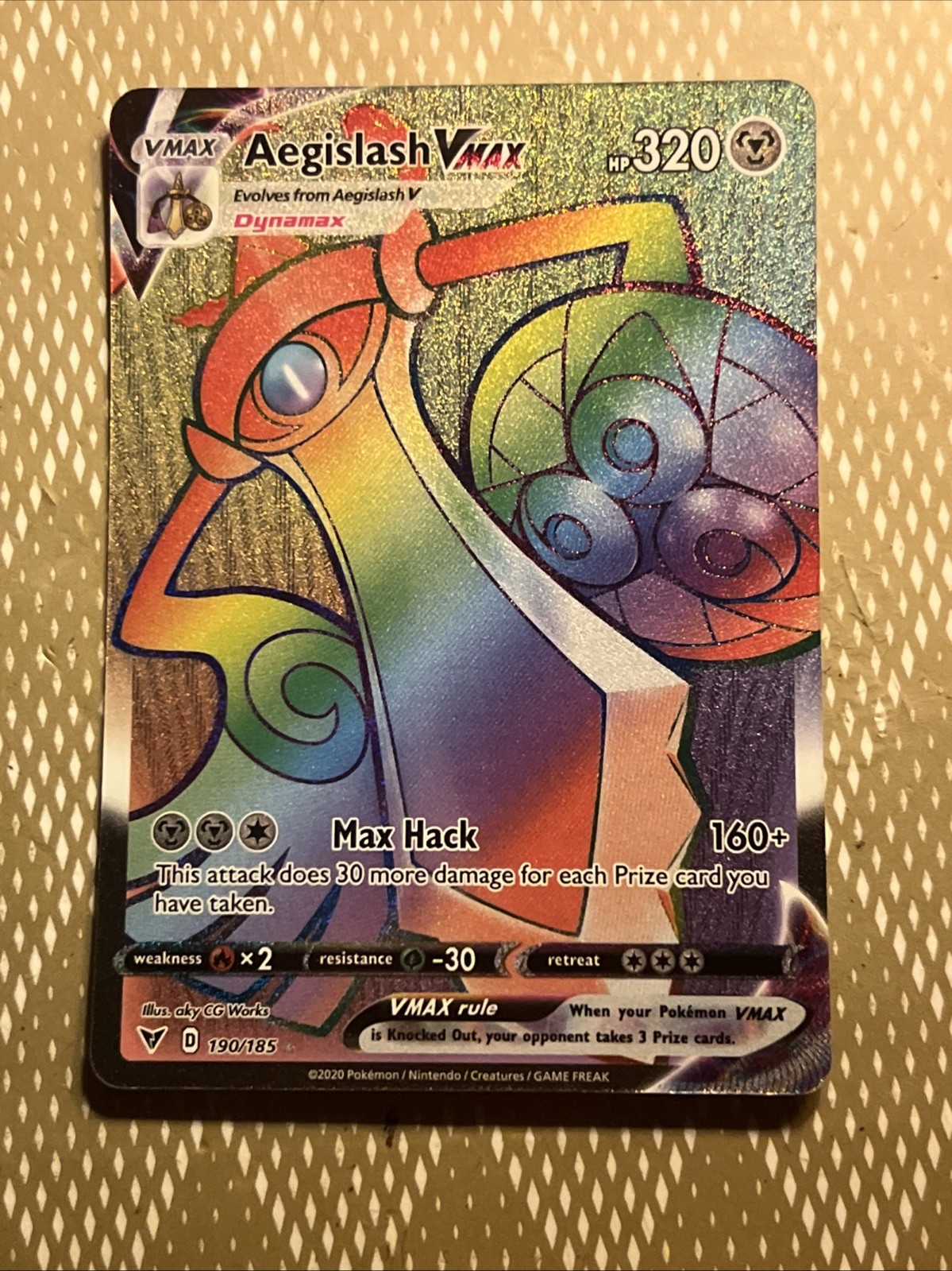 Aegislash VMAX - 190/185 - Pokemon Vivid Voltage Sword & Shield Secret Rare NM
