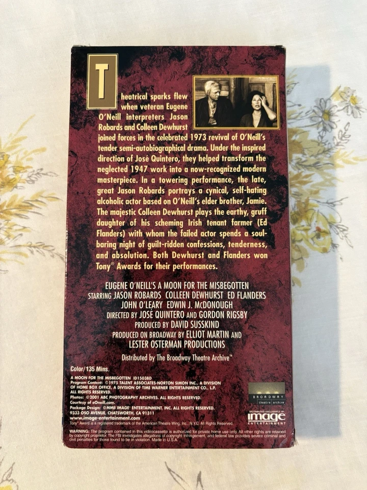 A Moon For The Misbegotten (VHS, 2001) Eugene O’Neill 1975 Four Act Play Drama - Image 2 of 4