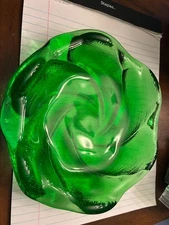Fenton  green  Ashtray Trinket flower shape dish.