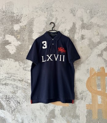 90s Polo by Ralph Lauren スーベニアシャツ サイズ L 90S VINTAGE POLO RALPH LAUREN BIG LOGO LXVII BLUE WHITE T-SHIRT