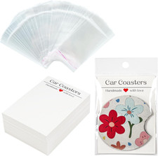 100Pcs Car Coaster Packaging for Selling, Sublimation Car Coasters Cards with 10