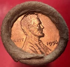 1956-P OBW ROLL 50 GEM BU++ RED LINCOLN WHEAT PENNIES HIGH END QUALITY ROLL!