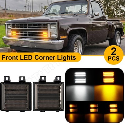 For Chevy GMC C/K Pickup Truck Smoked Switchback LED Signal Blinker Corner Light