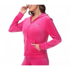 Juicy Couture Women's Velour Jacket with Rhinestone Logo Fuchsia Pink