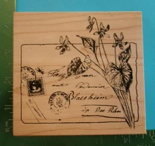 Stampa Rosa LETTER ENVELOPE with FLOWERS Rubber Stamp M 59-804
