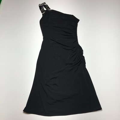 Laundry by Shelli Segal Dress Womens Size 6 Black One Shoulder Cocktail Ruched