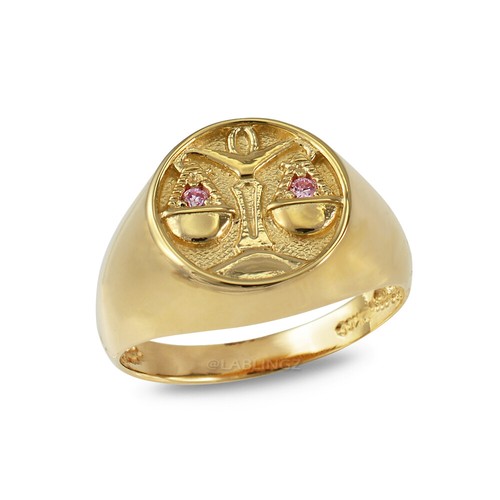 Yellow Gold Genuine Birthstone Zodiac Ring - Picture 22 of 24
