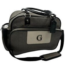 Guess Womens Diaper Bag Grey Python-Embossed with Removable Strap Overnight Bag