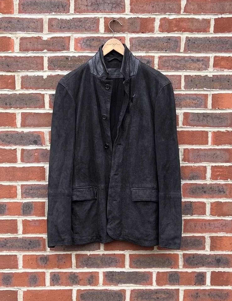 All Saints Mens YURA Suede Jacket XS Blazer Military AllSaints Leather Biker - Image 2 of 4