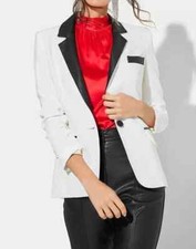 ELEGANT New Women's White Leather Blazer Pure Lambskin Style Slim Fit CoatBlazer